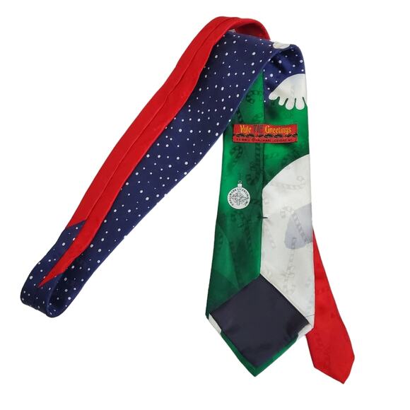 Hallmark Yule Tie Greetings Santa Golfing at North Pole 100% Silk - Picture 6 of 10